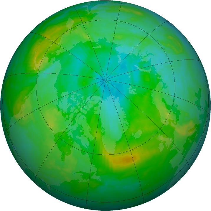 Arctic ozone map for 07 August 1985